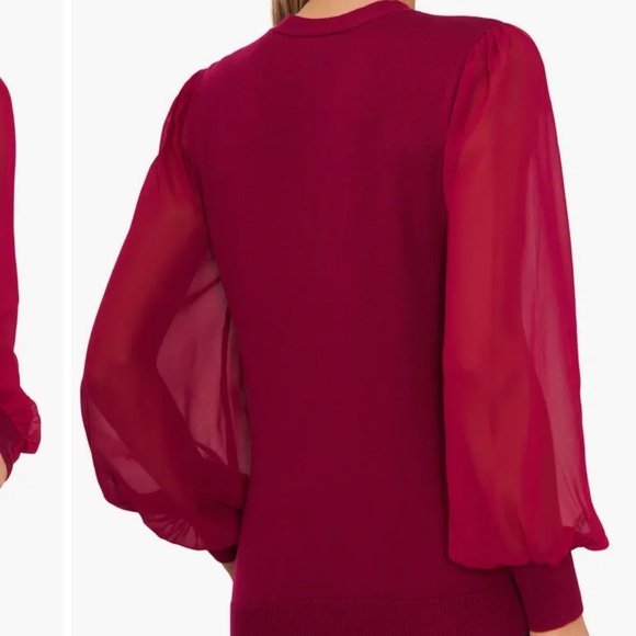 CeCe Women's Red Long-Sleeve Blouse Top Size XL - Picture 2 of 9